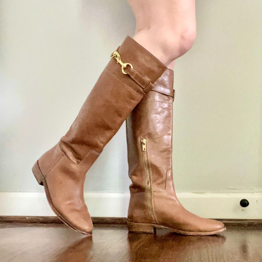 Coach Laguna Tall Knee High Brown Leather Equestrian Boots Size 7